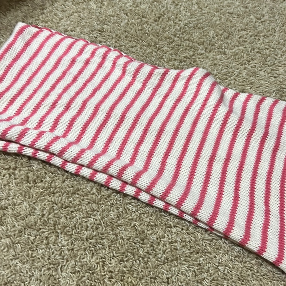 Coral and crème infinity knit scarf